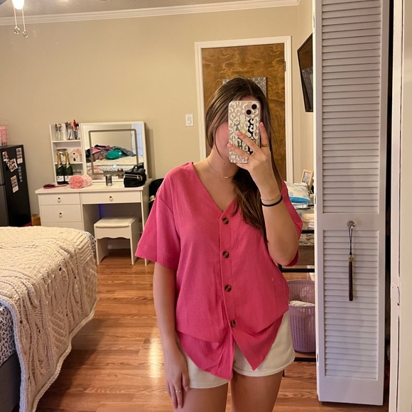 Pink Button Up Top - Picture 3 of 3